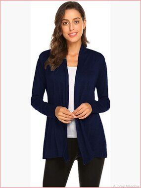 Lightweight Long Sleeve Cardigan Open Front Soft Drape Dusters Layering Piece